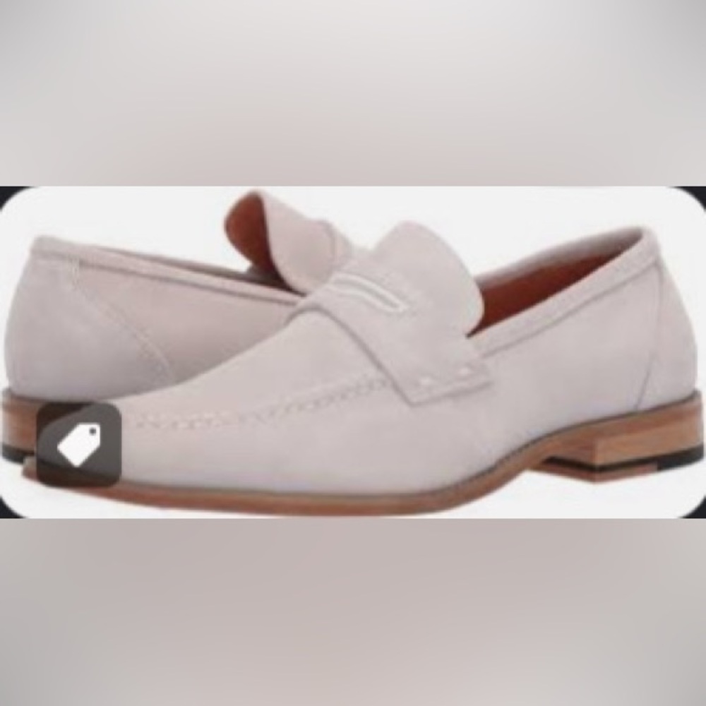 Stacy Adams "Colfax" Chalk Genuine Suede Leather Moc Toe Penny Slip - Picture 6 of 12